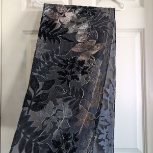Vintage olive green fairy grunge whimsigoth burnout velvet scarf foliage fringe